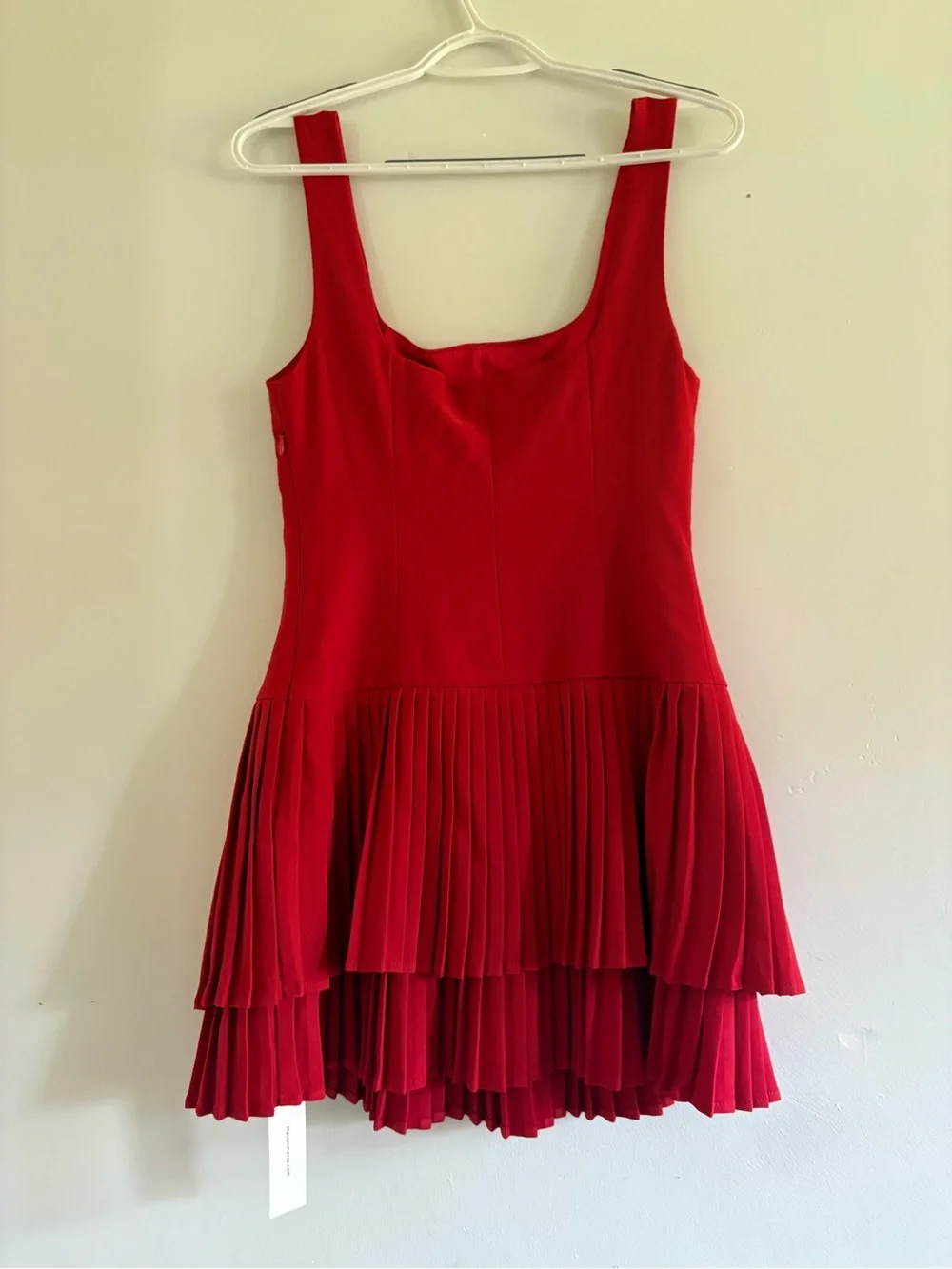 Commense Vibrant Red Pleated Square-Neck Mini Dress - Picture 3 of 4